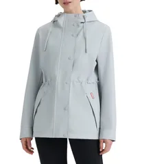 ハンター レディース アウター コート ジャケット Hunter Abbey Short Rubberized Hooded Snap Front Waterproof Rain Jacket Silのサムネイル