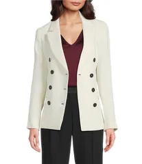 マレーラ レディース アウター コート サテン ブレザー Marella Stella Lapel Collar Satin Double Breasted Blazer Wool White ホワイのサムネイル