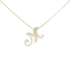 K18YG イニシャルM ダイヤモンド ネックレス 0.25CT