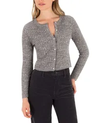 ハーレー レディース アウター ニット・セーター セーター カーディガン ニット Hurley Day Trip Long Sleeve Wide Rib Sweater Knit Cardigan Charcoal Heather チャコール