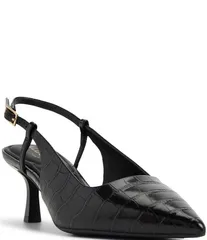 アルド レディース シューズ ヒール レザー ALDO Adan Croco Embossed Leather Slingback Pumps Black ブラック