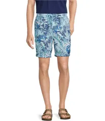 カリビアン メンズ ボトムス ハーフパンツ・ショーツ プリント ショートパンツ Caribbean Retro Coral Print 7 Inseam Shorts Aqua Blue ブルー