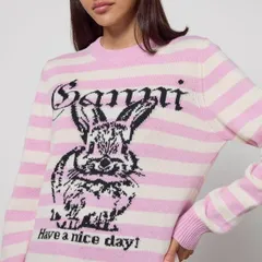 ガニー レディース アウター パーカー・スウェット クルーネック シャツ Ganni Womens Bunny Crewneck Sweatshirt Primrose Pink ピンクのサムネイル