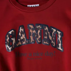 ガニー レディース アウター パーカー・スウェット シャツ グラフィック Ganni Womens Graphicrewneck Sweatshirt Redahlia レッドのサムネイル