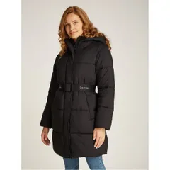 カルバンクライン レディース アウター ジャケット・ブルゾン ロゴ Calvin Klein Jeans LOGO BELT LONG PUFFER Ck Black ブラックのサムネイル
