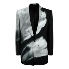 アレキサンダー・マックイーン メンズ アウター ジャケット・ブルゾン ブレザー Alexander McQueen Luminous Flower SingleBreasted Blazer Blacのサムネイル
