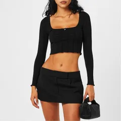 アレキサンダーワン レディース トップス シャツ リブ ALEXANDER WANG Ribbed Crop Top Black 001 ブラックのサムネイル