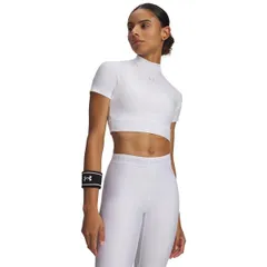 アンダーアーマー レディース トップス Tシャツ Under Armour UA Heatgear Crop Tee Ld62 White ホワイト