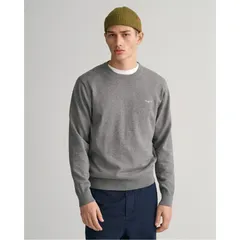 ガント メンズ アウター ニット・セーター コットン Gant CLASSIC COTTON CNECK BORDEAUX MELA Grey Melange092 グレーのサムネイル