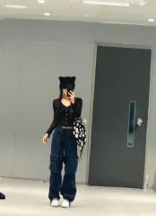 ニンニン(NINGNING)着用) フールアンドベアー カーゴパンツ ネイビーM