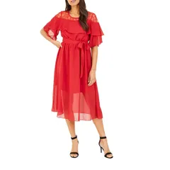 ユミキム レディース トップス ワンピース ミディワンピース ミディ レース Yumi Lace Frill Midi Dress Red レッド