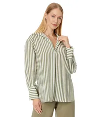 ヴィンス レディース トップス シャツ Vince Coastripe Shaped Collar Pullover Sea FernOptic White ホワイトのサムネイル