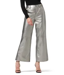 ジョーズジーンズ レディース ボトムス デニムパンツ レザー Joes Jeans The Mia Vegan Leather Crop Trouser Metallic Silver シルバー