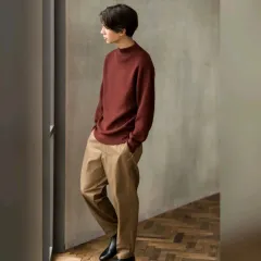 31(79cm) UNIQLO U ツータック チノパンツ コットン パンツ ベージュ 321-407314