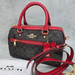 ✨【極美品・未使用】✨COACH コーチ Signature Rowan Satchel シグネチャー ローアン サッチェル 2WAY ハンドバッグ ショルダーバッグ レッド ブラウン レディース かわいい 人気✨