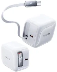 【迅速に発送】TORRAS FlexLine 40W 急速充電器 巻き取り式 type-c 2ポート ケーブル ー体型 GaNIII技術 折畳み式プラグ PD/QC3.0/PPS規格対応 iPhone/iPad/Android/Switch  ed11155b
