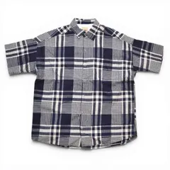 FOB FACTORY エフオービーファクトリー チェックワークシャツ F3417 半袖 サイズ1 ネイビー メンズ