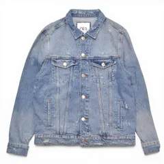 ZARA ザラ バックプリント デニムジャケット Gジャン リラックスフィット サイズL インディゴ メンズ