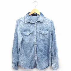 CRVX シャツ ブラウス 長袖 ケミカルウオッシュ コットン 綿 M ブルー 青 /FT37