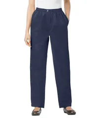 ウーマン ウィズイン レディース ボトムス デニムパンツ コットン ジーンズ Woman Within Womens Within StraightLeg AllCotton Denim PullOn 7Day ElasticWaist Jeans Navy