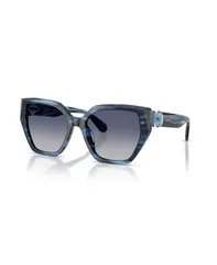 スワロフスキー レディース アクセサリー サングラス・アイウェア Swarovski Womens Geometric SunglassesK6044U Striped Blue ブルー
