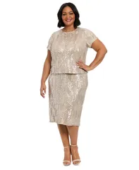 ミューズ レディース トップス シャツ プラスサイズ 半袖 スパンコール Muse Plus Size ShortSleeve Sequined Top Champagne シャンパンのサムネイル