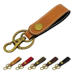 【新品】 [leo&aoi] 本革 キーリング キーホルダー スナップボタン ベルト式 バッグチャーム 本革キーリング 馬革 ヌメ革 馬ヌメ革 ホースレザー レザー 鍵 カギ レディース メンズ 馬ヌメ クラシック キャメル