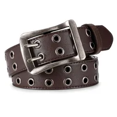 【新品】 [TRIWORKS] ベルト メンズ カジュアル 大きいサイズ 紳士用ベルト レディース 太め おしゃれ ダブルピン PUレザーベルト 革 箱付き コーヒー 130cm