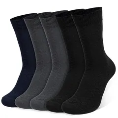 【新品】 [HASOME] 靴下 メンズ ビジネス ソックス ５足セット 竹繊維 抗菌 消臭 通気性 蒸れない 柔らかい 紳士靴下 通勤 通学 くつ下 M/L/XL 3サイズ選択可 春/夏/秋用 (23~25cm, ブラック2足+ダークグレー2足+ネイビー 1