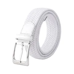 【新品】 [サヴィルマン] 【穴なし無段階フィット】 ベルト メンズ メッシュベルト 編み込み 伸縮ベルト ゴム 伸びる カジュアル ビジネス 紳士 レザー (ホワイト)