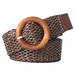 【新品】 BUZZxSELECTION(バズ セレクション) レディース メッシュ ウエスト ベルト 編み込み サッシュ レザー カジュアル LBT042 (03コーヒー) 1