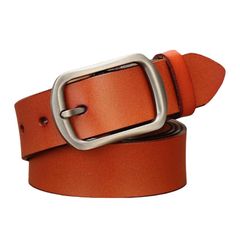 [신품] [A'sTool] 벨트 가죽 굵은 여성 폭 넓은 여성 벨트 캐주얼 슈트 포멀 데님 여성 패션 가죽 폭 굵은 가죽 어린이 어린이 남녀 겸용 실버 버클 길이 105cm 블랙 (라이트 브라운 1