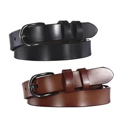 【新品】 [KASSAI] 本革レディースベルト幅2.3cm(2本セット(ブラック/ブラウン))