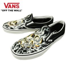 VANS CLASSIC SLIP ON スリッポン フレイム スカル ブラック - メルカリ
