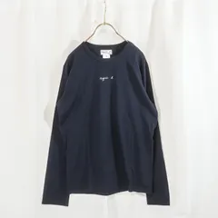 agnes b. homme アニエスベー オム 長袖カットソー ロンT ロゴ ネイビー コットン 綿100% 1サイズ 美品 レディース メンズ ユニセックス クルーネック Tシャツ トップス カジュアル 定番 人気 着回し 春秋冬