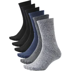 【新品】 [PIENILO] 靴下 メンズ ビジネスソックス 厚手 パイルソックス 春秋冬 6足セット 25-27cm (黒3足・杢3足) 0