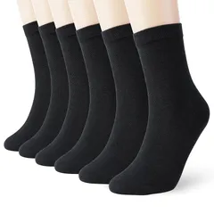 【新品】 [MIUMOY] 靴下 メンズ カジュアルソックス 綿 6足組 無圧迫リブ編み 通気性 型崩れしにくい ビジネスカジュアル／スポーツ対応 純色無地 やわらか履き心地 Lサイズ 黒 0