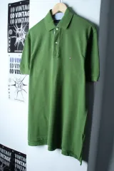 (M-XL) Tommy Hilfiger トミーヒルフィガー 半袖 KARA（カラ） Tシャツ スモールロゴ グリーン-17E73