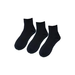 【新品】 [レモコロ] 日本製 靴下 抗菌防臭 サポーター ショート丈ソックス リブ柄 3足 (JP, 数字サイズ, 28.0 cm, 30.0 cm, ブラック 3足)