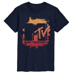 アニメキャラクター メンズ トップス Tシャツ ロゴ グラフィック Licensed Character Mens MTV Logoversizedistressed Graphic Tee Navy ネイビー
