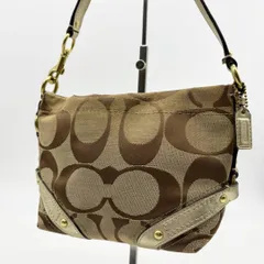 コーチ COACH アクセサリーポーチ シグネチャー キャンバス レザー ブラウン ゴールド金具 ワンショルダー ミニバッグ レディース 人気 ブランド 美品 上品 高級感 Y2K トレンド おしゃれ きれいめ 定番