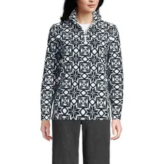ランズエンド レディース アウター ジャケット・ブルゾン ハーフジップ フリース Womens Lands End Anyweather Fleece Quarter Zipullover Ivory Black Snow アイボリー