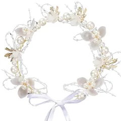 【特価商品】パール髪飾り カチューシャ ウェディング ブライダル 結婚式パーティー 女の子誕生日 フォト撮影ヘアアクセサリー (A-金)