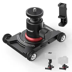 新品 NEEWER カメラスライダードリー ボールヘッド&スマホクランプ付き 4輪卓上ドリー 手動スケーター 360°パノラマ ミラーレスカメラ ミニビデオカメラ iPhone Androidスマホに対応 SD001のサムネイル