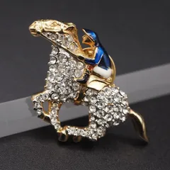 R646 ピンブローチ 馬 ホース 乗馬 ラインストーン パヴェ ゴールドカラー デザイン ラペルピン コスチュームジュエリー