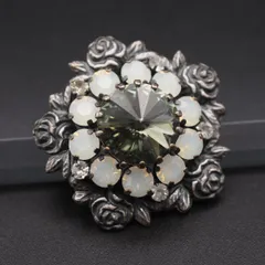 S590 imac イマック ブローチ 薔薇 バラ ローズ シルバーカラー デザイン コスチュームジュエリー