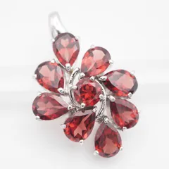 S413 ガーネット SILVER刻印 ペンダント トップ デザイン シルバー チャーム ヘッド 1月誕生石