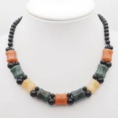 S104 天然石 オニキス SILVER刻印 ネックレス デザイン シルバー