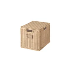 新品 [ベルメゾン] バスケット ふた付き かご・バスケット ラタン B 幅25 奥行35