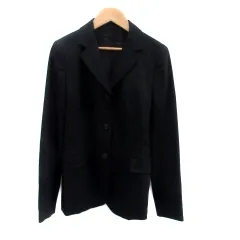 ストロベリーフィールズ STRAWBERRY-FIELDS テーラードジャケット シングルボタン ミドル丈 総裏地 黒 ブラック /HO21